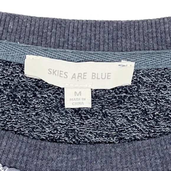 Skies Are Blue Contrast‎ Lace Knit Fringe Sweater Top Size Medium - Picture 7 of 9